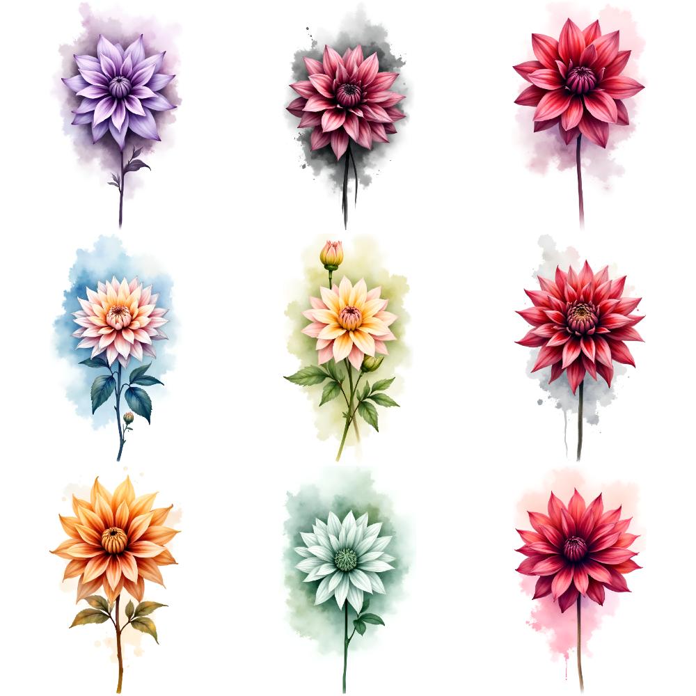 9 шт. Цветные Временные Татуировки-Наклейки с Цветами, Водонепроницаемые, Полуперманентные, для Мужчин, Женщин, на Тело, Руку, Одноразовые Искусственные Татуировки