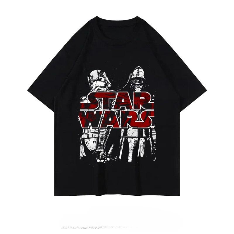 Star Wars Commemorative Edition Pure Cotton Men and Women Short Sleeved Cartoon Printed Short Sleeved Casual Parentchild Top