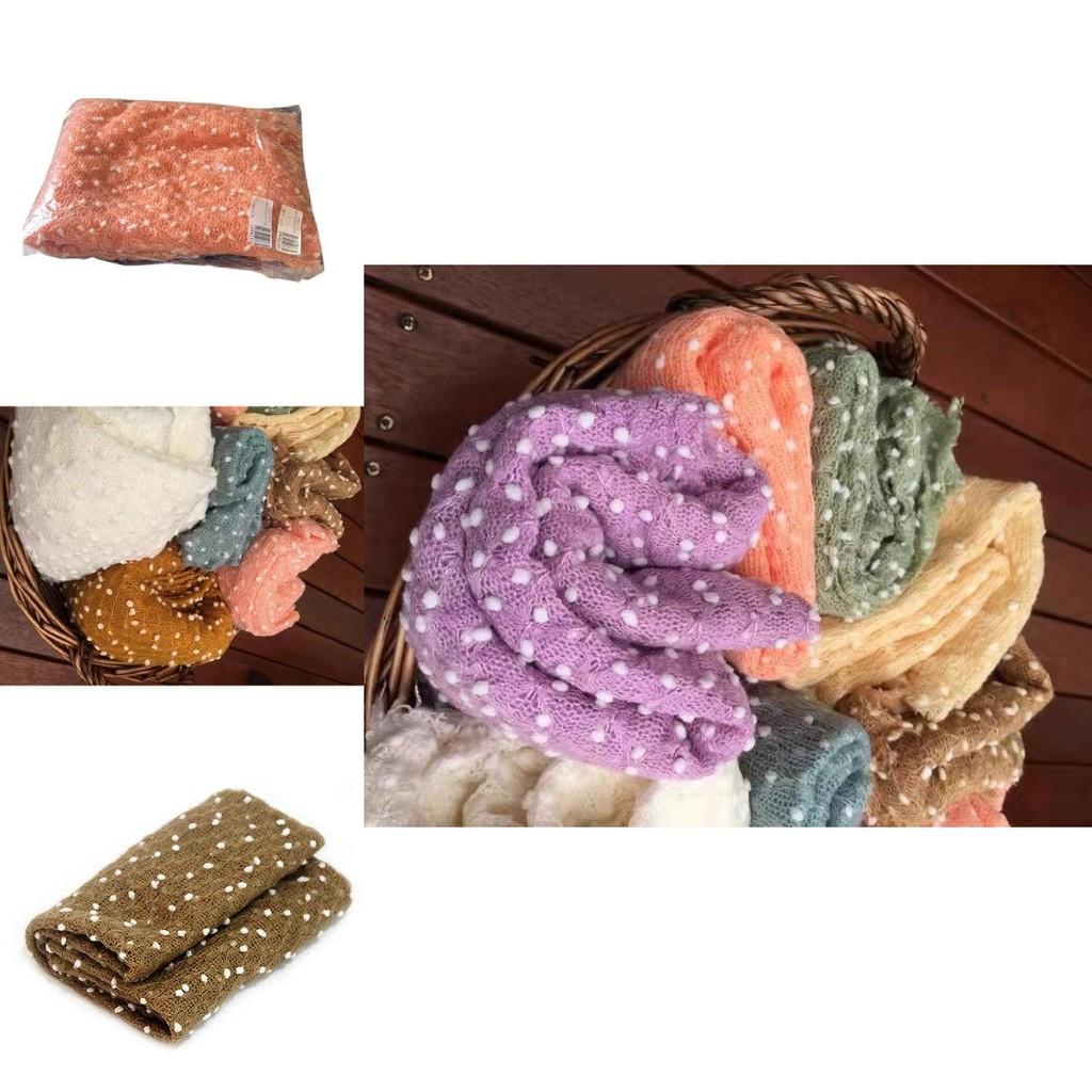 Neugeborenen Foto Requisiten Set mit gestricktem Wickeltuch und Decke für Babyfotografie Studiogebrauch