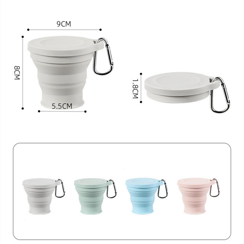 Faltbarer Kaffeebecher, Klappbecher, Mini-Einziehbecher, Silikon, tragbare Teetasse, Outdoor-Reise-Teleskop-Trinkbecher mit Deckel