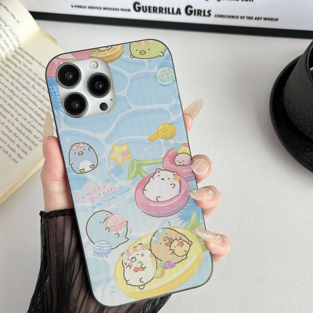 Cartoon S-sumikko Gurashi For IPhone 17 16 15 11 12 13 14 Pro Max Plus Pro Corrugated Translucent Back Phone Cover