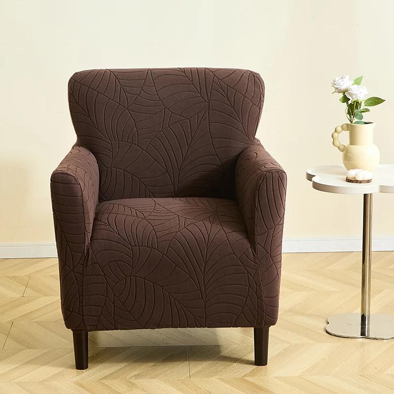 Ettfarget Jacquard Lenestoltrekk Elastisk Blad Enkelt Sofatrekk Støvtett Altomfattende Sofatrekk for Stue Hjem