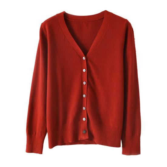 Women Knitting Sweater V-Neck Long Sleeve Button Down Sweater Cardigan Solid Color