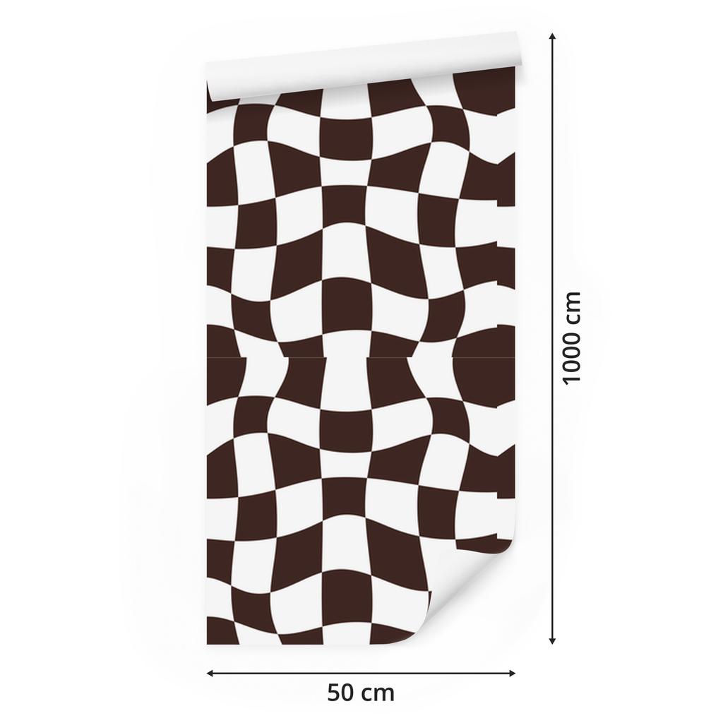 Casual Checkerboard Wallpaper In Burgundy and White for the Living Room and Bedroom 50x1000