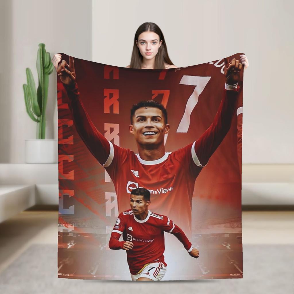 Football CR7 Blankets Coral Fleece Plush Ronaldos Ultra-Soft Throw Blanket for Outdoor Travel Bedspread