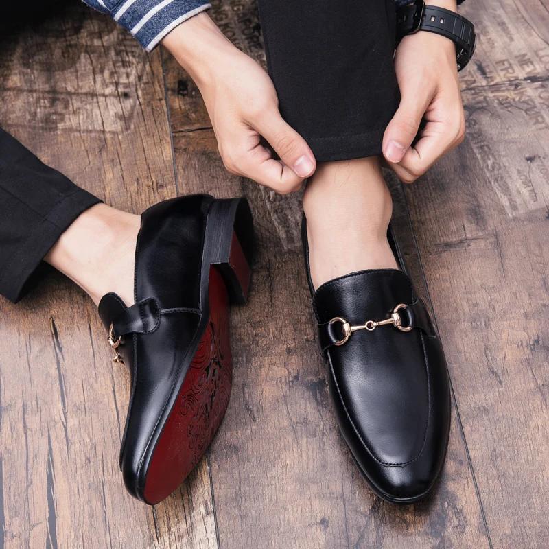 Men's Casual Shoes Genuine Leather Mens Classic Retro Buckle Loafers Moccasins Men Comfortable Outdoor Driving Flats