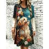 Oil Painting 3D Printing Women's Dresses Vintage Casual Poodle Dog Pattern Loose Home Dress Autumn Long Sleeve A-Line Dress 2026