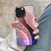 Pink Wave Curve Phone Shell Glass Phone Case For iPhone 17Plus 16 15 14 13 12 Pro Max Hard Shockproof Glossy Glass Back Cover