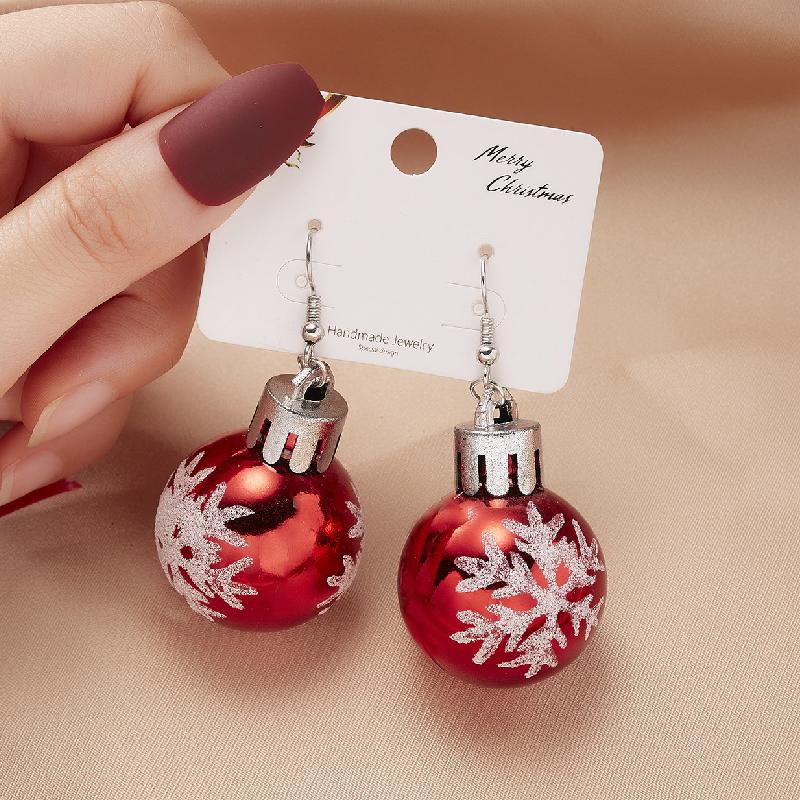 Weihnachtsstern Schneeflocke Kugelform Glühbirne Ohrringe Hängehaken Für Frauen Ohrhänger Drop Weihnachten Deko Party Schmuck Geschenk