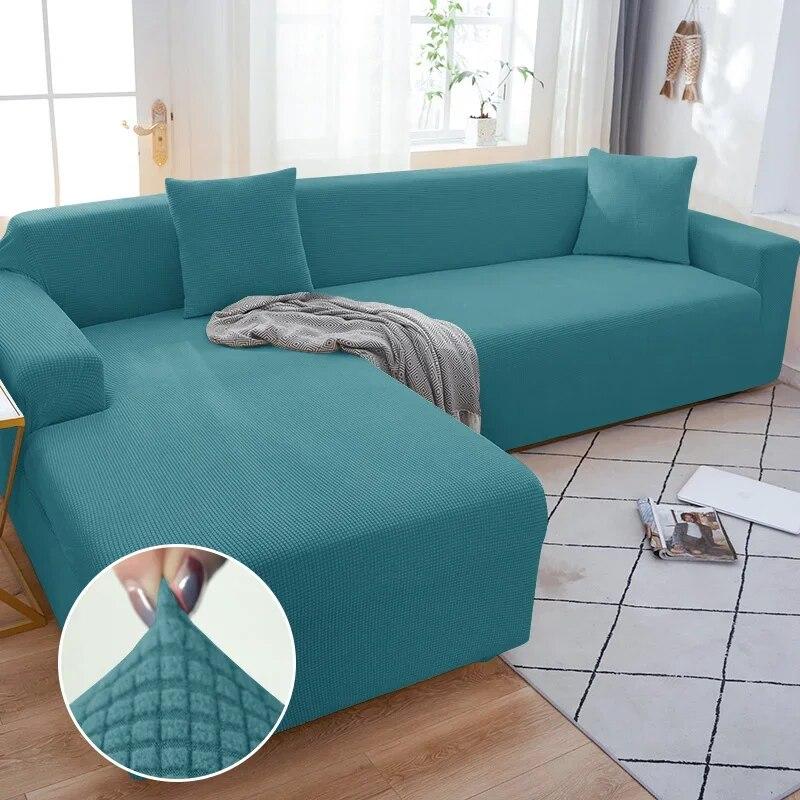Solid Color Sofa Cover 1/2/3/4 Seater Sofa Cover for Living Room Elastic Spandex L Shaped Corner Sofa Cover Couch Cover for Sofa