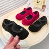 Spring Autumn Girls' Flat Shoes Simple Fashion Children's Leather Shoes Wine Red Kids Causal Walking Shoes Round-toe Versatile