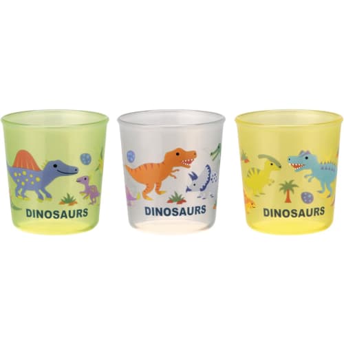 Skater Baby Cup, 60ml, Small, for Children 4 Months and Up, 3-Piece Set, Antibacterial, Dinosaur Picture Book, for Gargling, Toothbrushing, and More,