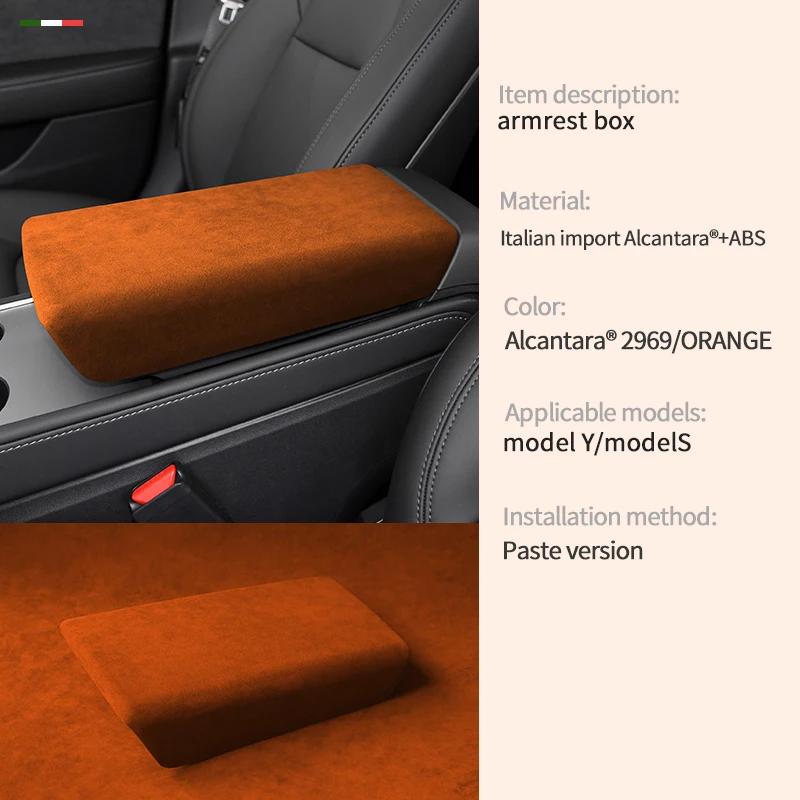For Tesla Model 3, Model Y 2018 2019 2020 2021 2022 Alcantara Central Armrest Lid Cover Sheath Shell Black