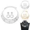 Fashion Solid Color Hollow Design Women Metal Necklace Collar Round Earring Set For Gift And Occasion