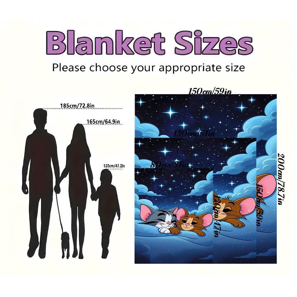 "Tom & Jerry: Cozy Night Adventure Pillowcase"Blanket Flannel Throw Blanket for Sofa, Bed, Travel, Camping, Office