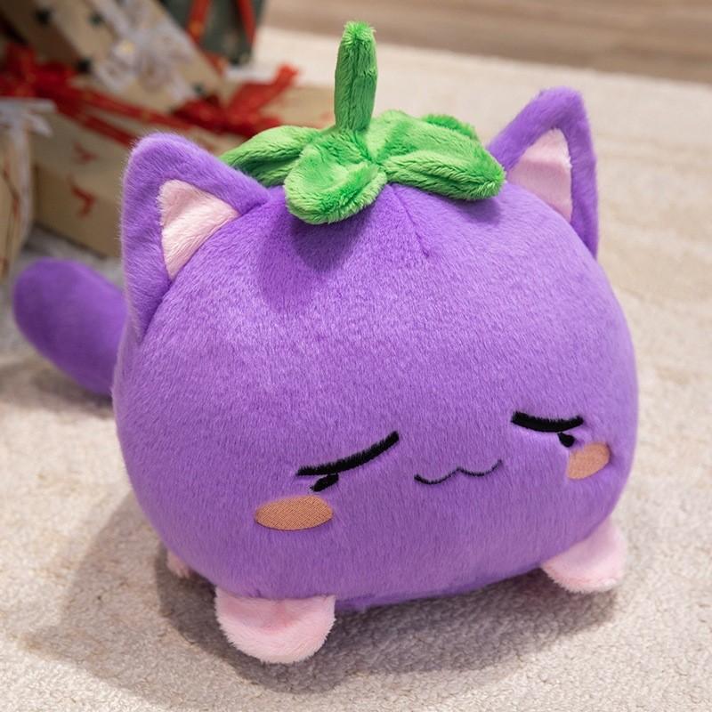 Apple Eggplant Carrot Strawberries Cat Plush Toy With Pp Cotton Filling For Kids Bedroom Decor Gift For Girls And Boys