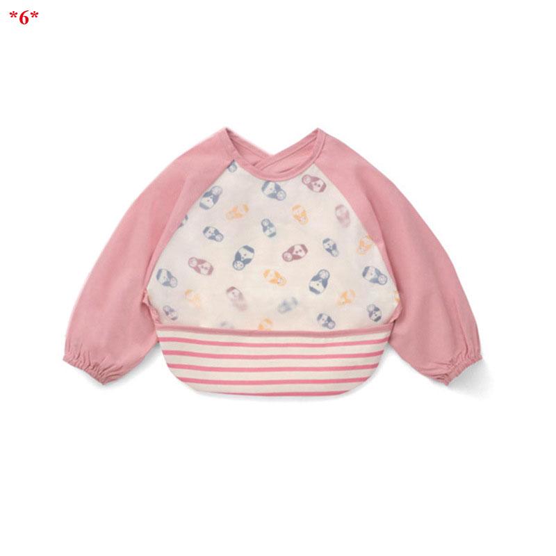 6-24 Months Cartoon Babys Bibs Kid's Waterproof Eva Apron Girls Boys Feeding Burp Cloths with Long Sleeves Newborns Saliva Towel