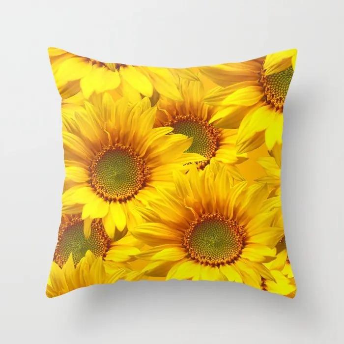 Country Style Sunflower Pillow Cover Floral Decorative Throw Pillowcase For Couch Sofa Living Room Aesthetic Home Decoration