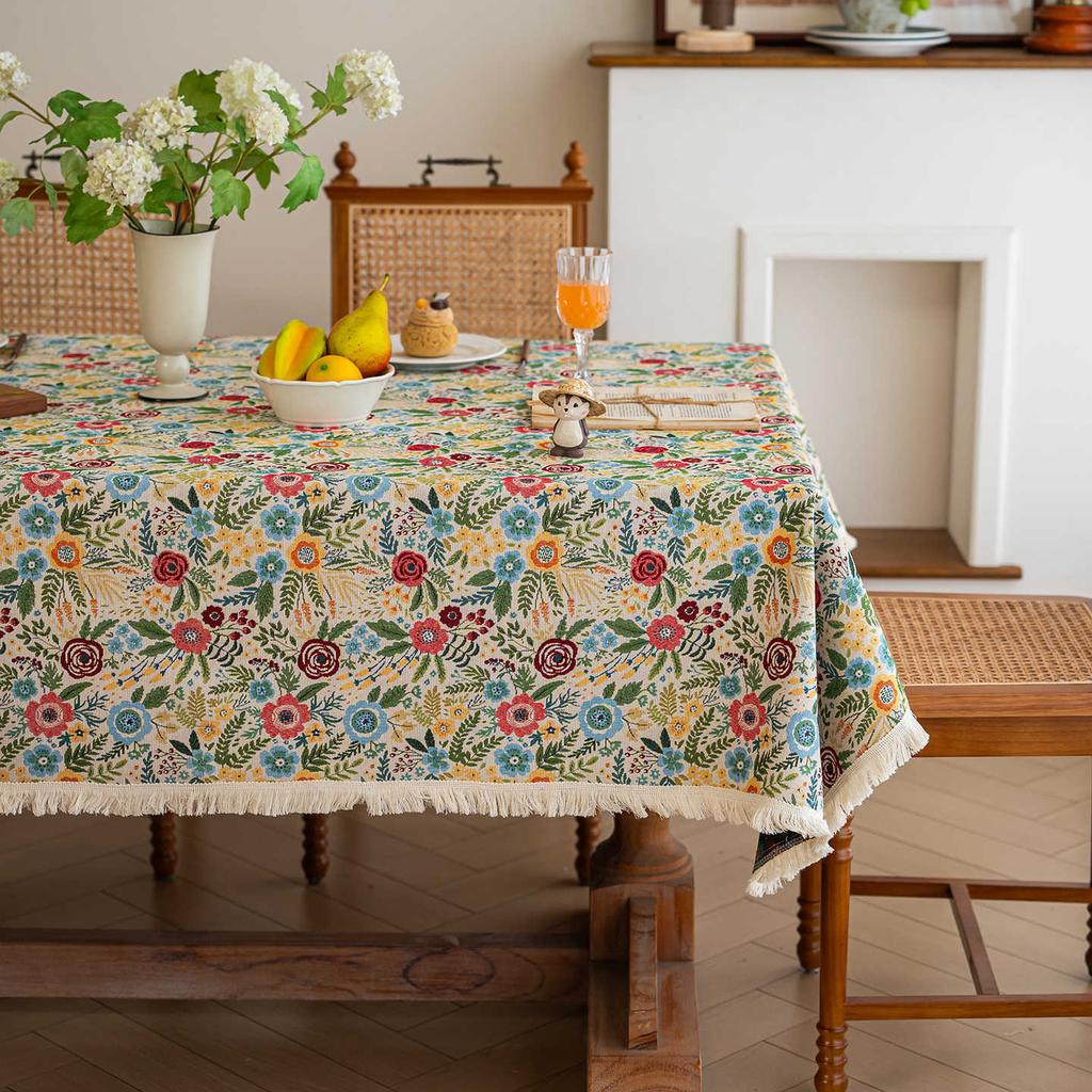 New Jacquard Table Cloth Dustproof And Wrinkle Resistant Rectangular Dining Tablecloth Floral Pattern Home Decoration Tablecloth
