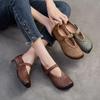 Johnature Bombas Retro Cuero Genuino Suela Suave Gancho y Lazo Cómodos Zapatos de Mujer Versátiles
