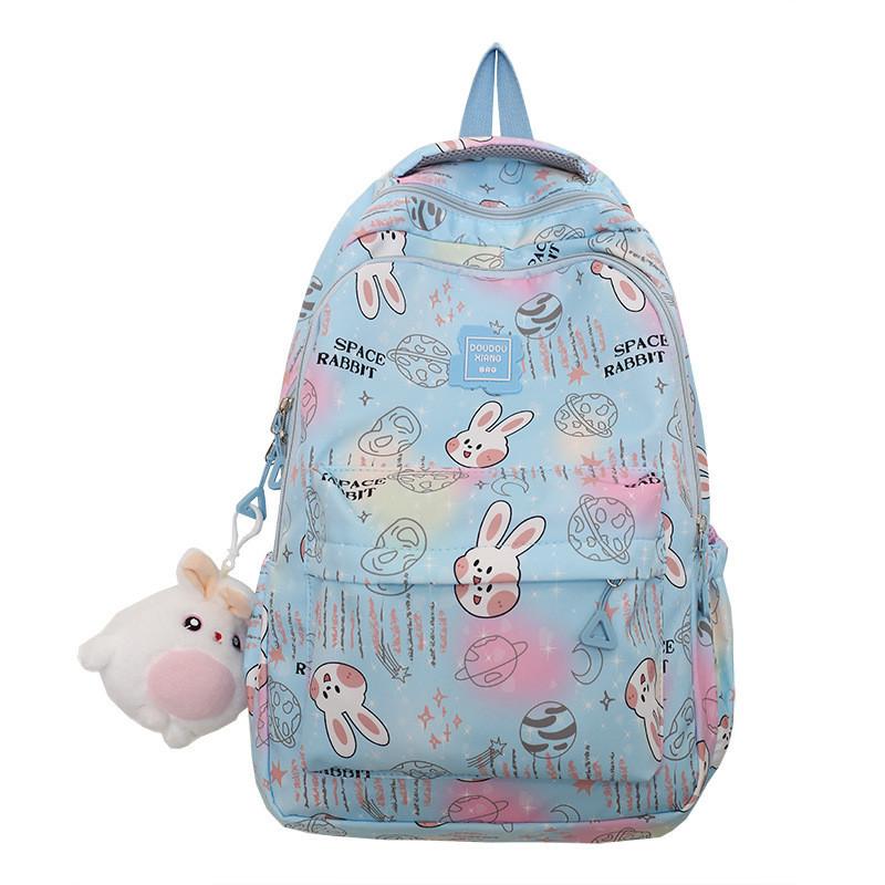 2023 New Cartoon Printed Backpack For Girls Korean Version Cute And Lightweight Nylon Material Breathable And Durable School Shoulder Bag