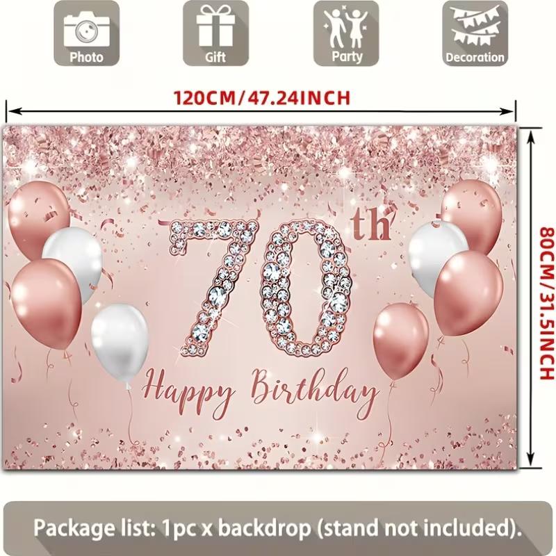 2D Rose Gold Diamond 70th Birthday Backdrop for Her Birthday Photoshoot