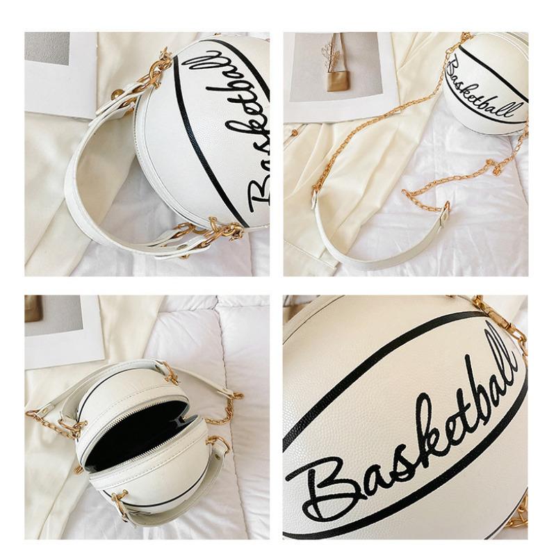 Trendy Letter Chain Basketball Bag New Fashion Korean Style Solid Color Simple Handheld Shoulder Bag for Women