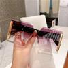 Fashion New Women Oversized Rimless Sun Glasses Vintage Gradient Tea Cool Sunglasses Ladies Uitravioler-proof