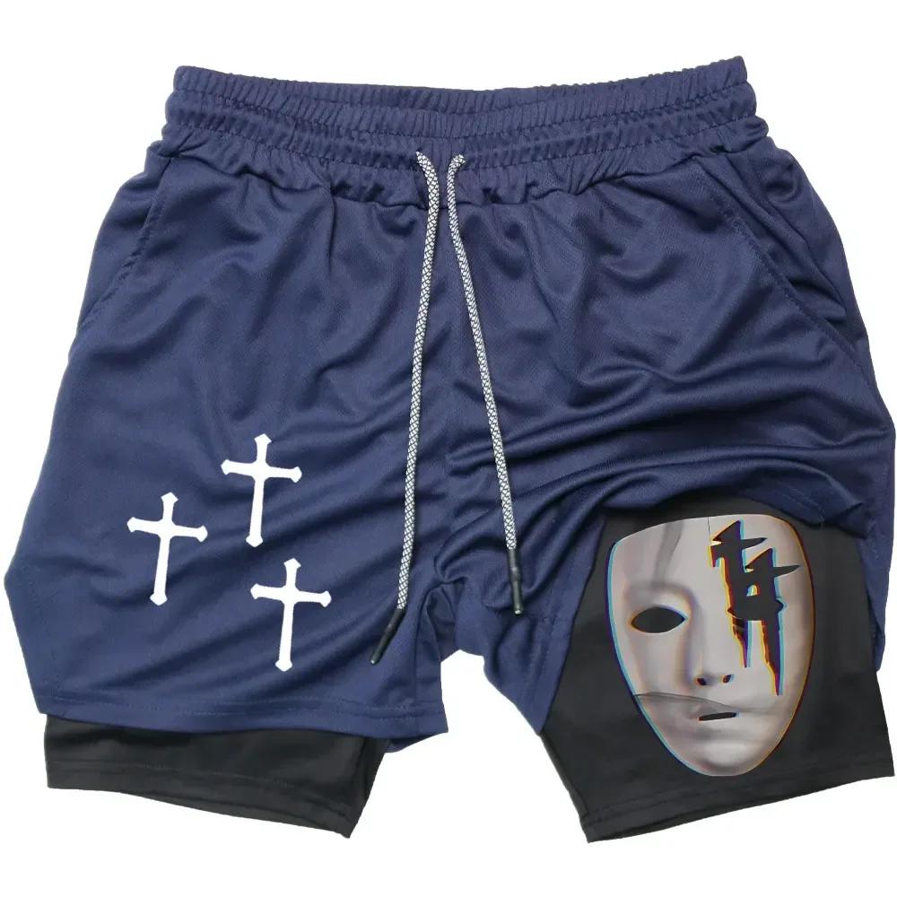 2026 Summer Jogging Shorts Men's Gym Shorts 2 In 1 Mesh Quick Dry Sport Performance Fitness Workout Double Layered Board Shorts