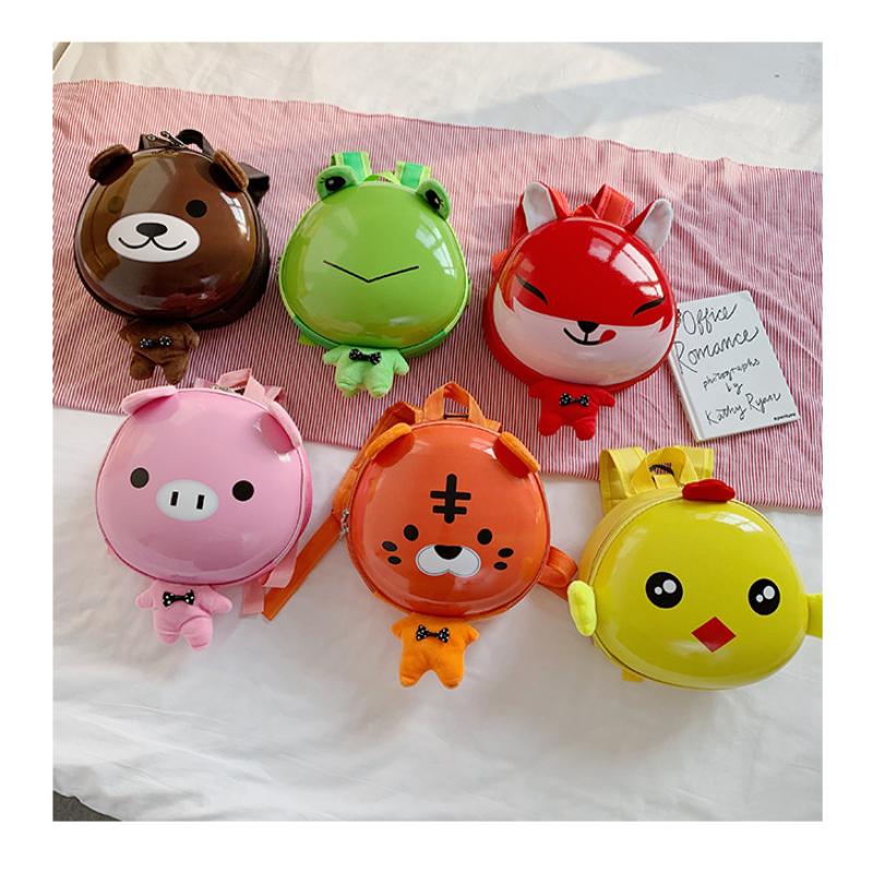 Cute Cartoon Pig Children's Backpack Stylish PVC Eggshell Kindergarten Schoolbags for Boys and Girls Preschool Student Book Bag