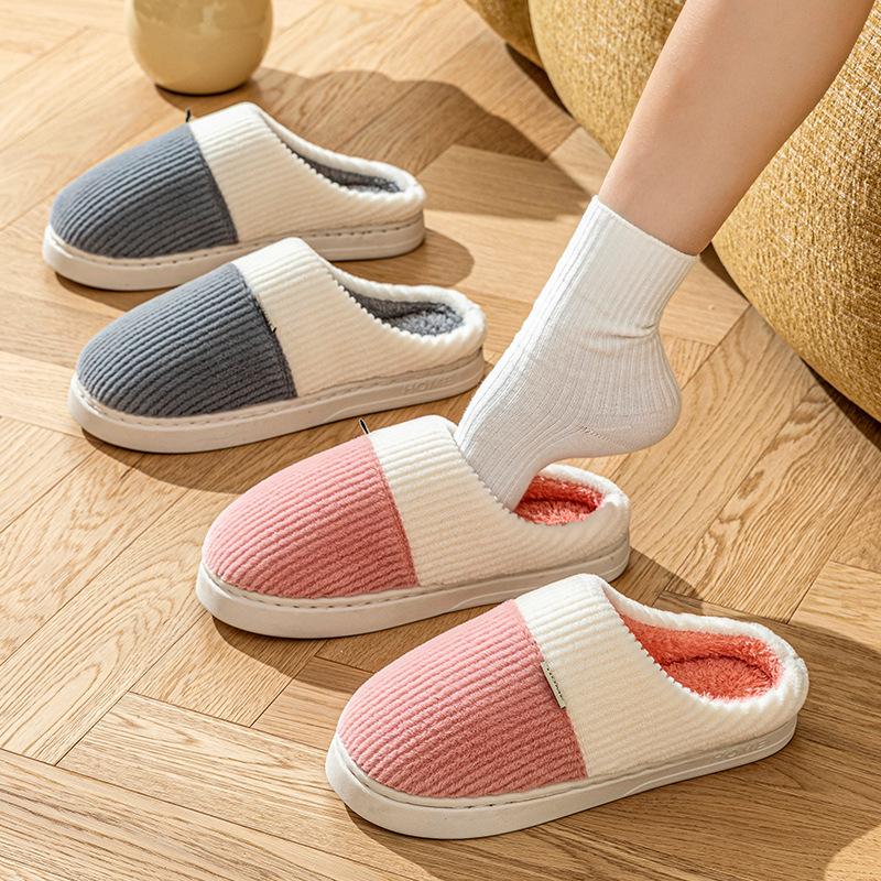 Heel Cotton Slippers Home Thermal Rubber Platform Couple Indoor Non-slip Shoes Winter Wedding Slippers