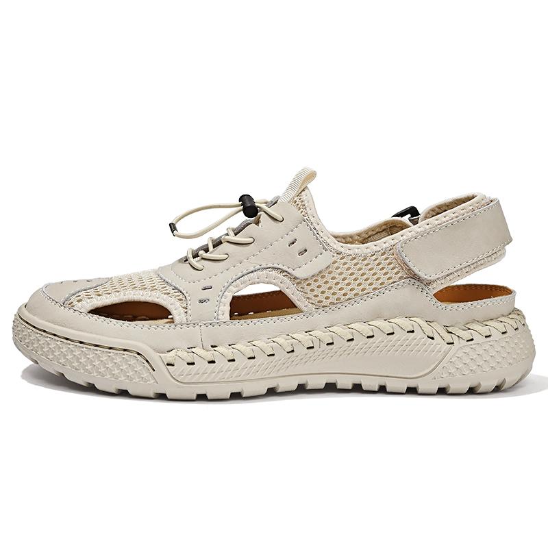 Summer Men's Sandals Handmade Mesh Breathable Casual Shoes