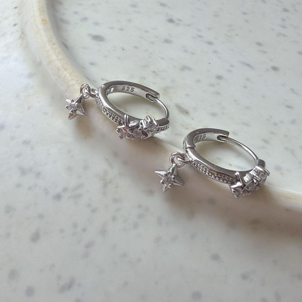 Xiaomi 925 Sterling Silver Vintage Earrings For Women Trendy Simple Round Star Zircon Earring Jewelry Prevent Allergy Party Accessories