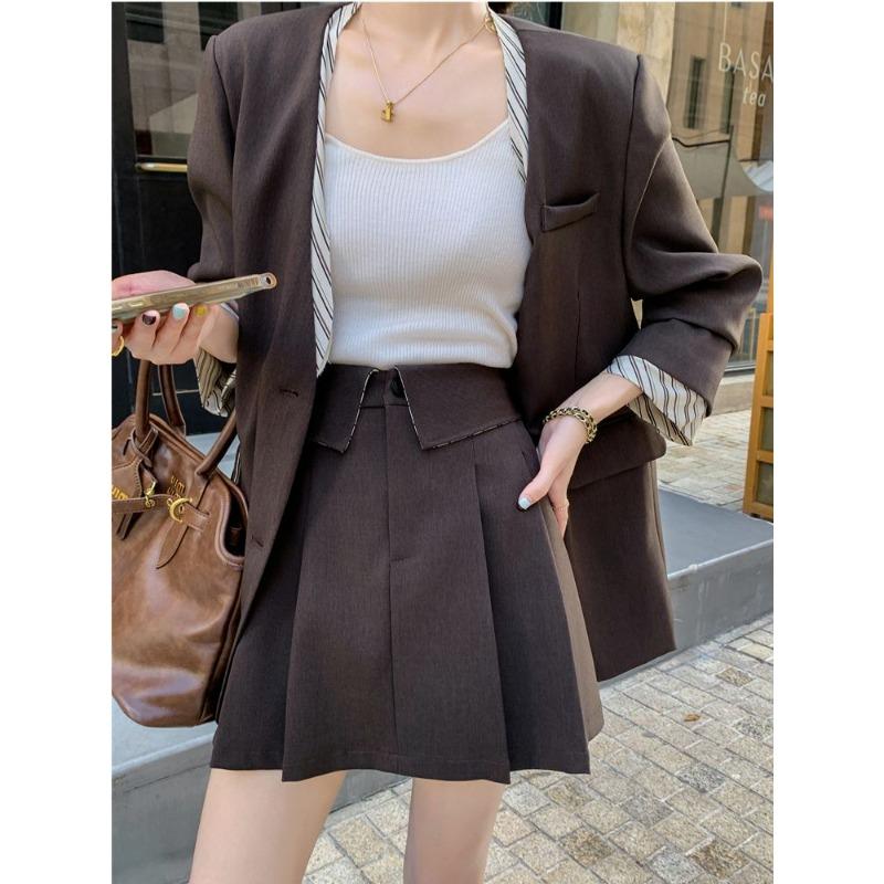 Vintage Elegant Slim Fit Blazer for Women Autumn Retro Office Jacket Petite Ladies Formal Coat