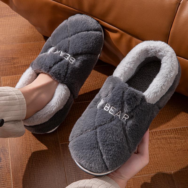 Plush cotton slippers winter bag heel 2025 new indoor home non-slip warm outdoor cotton shoes autumn and winter