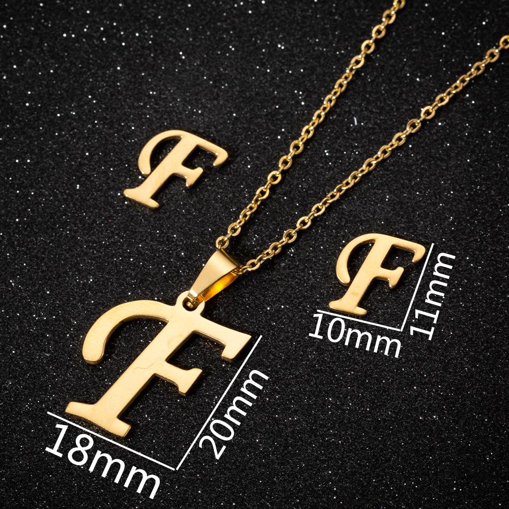 English Letter Necklace & Earring Set: Fashionable Jewelry for Women