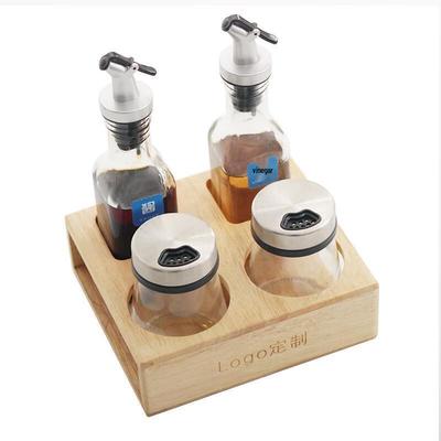 Han Qian Solid Wood Base Condiment & Seasoning Organizer Set