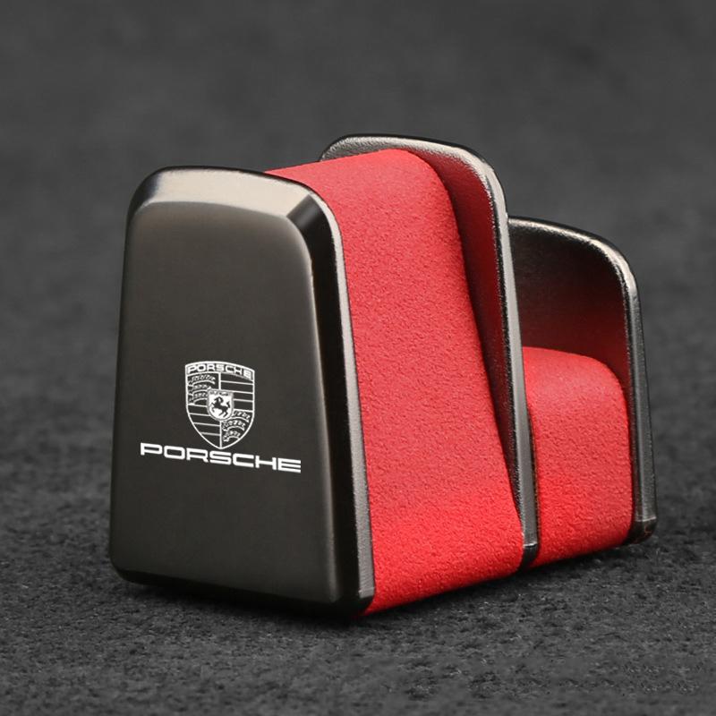 Zinklegierung Auto Brillenclip Sonnenblenden-Aufbewahrungsbügel für Porsche Cayenne Panamera Macan 911 718 918 Taycan Boxster Zubehör