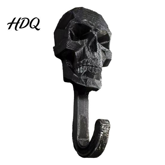 Stabiler PLA Totenkopf Hänger Wandhaken 3D Gedruckt Gotisch Dekorativ Klebend Schlüssel Kunst Dekor Halter Montierter Aufbewahrungs-Organizer für Zuhause Schlafzimmer Badezimmer