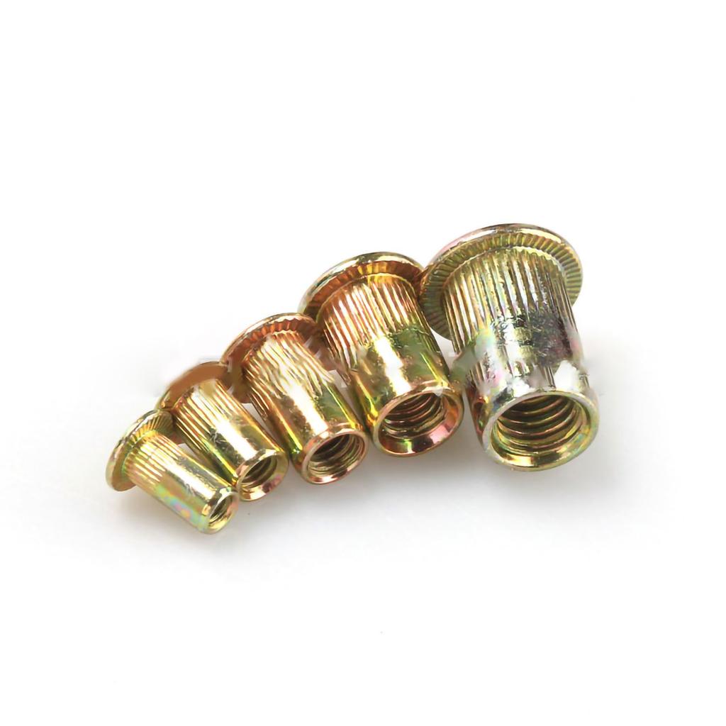 165PCS Rivet Nuts Assortment Color Zinc Plating Flat Head Threaded Insert Nuts M3 M4 M5 M6 M8