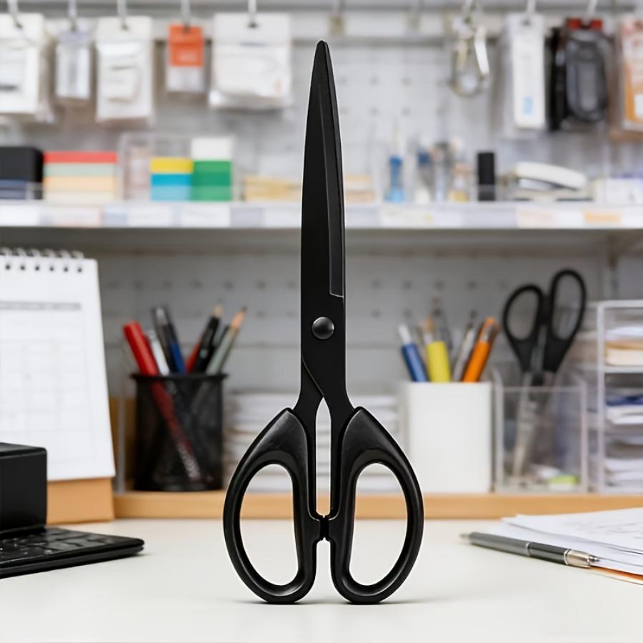 Large-sized Rust-proof Stainless Steel Black-edge Scissors, Household Non-stick Adhesive Scissors, Kitchen and Office Paper-cutting Scissors