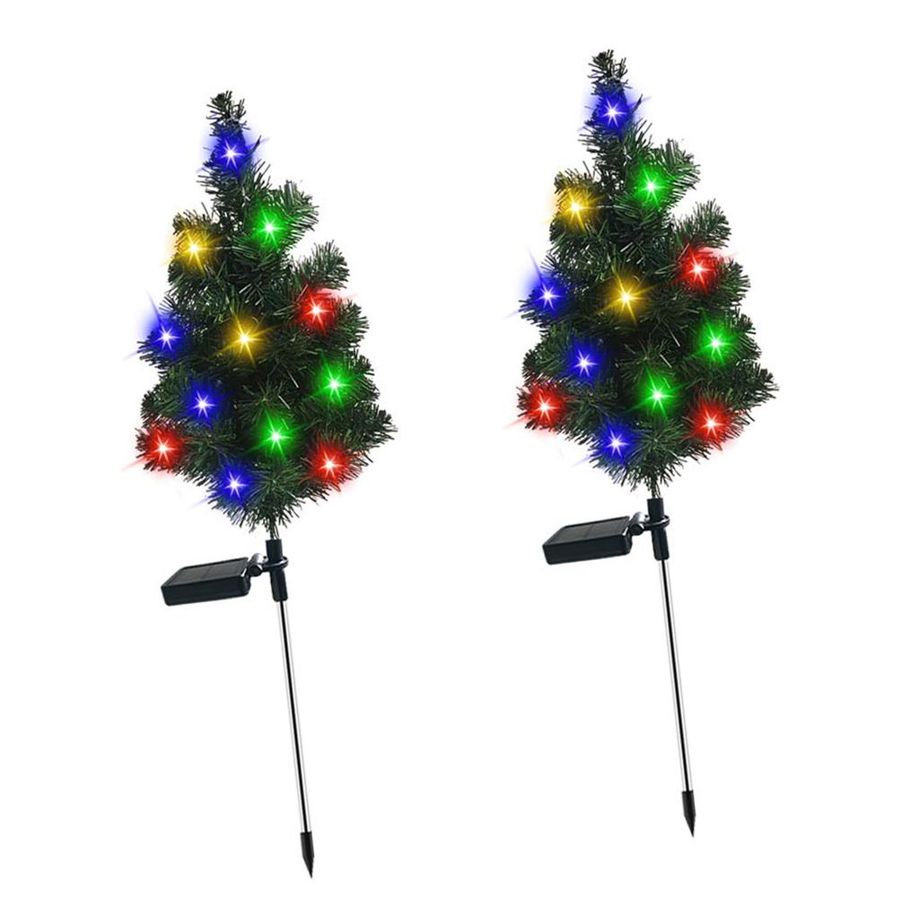 Solar Lawn Lamp Ground Stake Xmas Tree Water Proof Holiday Landscape Light for Outdoor Garden Courty