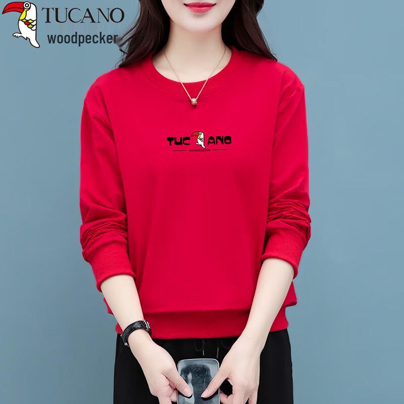 Woodpecker Women s Versatile Round Neck Long-Sleeve Sweatshirt L