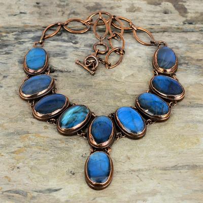 Labradorite Necklace Electroformed Copper Jewelry Adjustable Chain Necklace Copper Necklace Electroformed Gemstone Necklace Gifts For Women