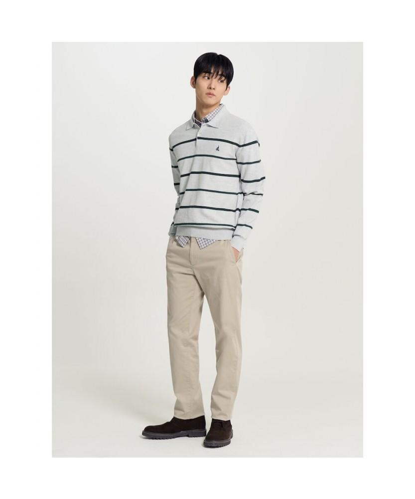 Binpolmen Striped Collared Knit Gray