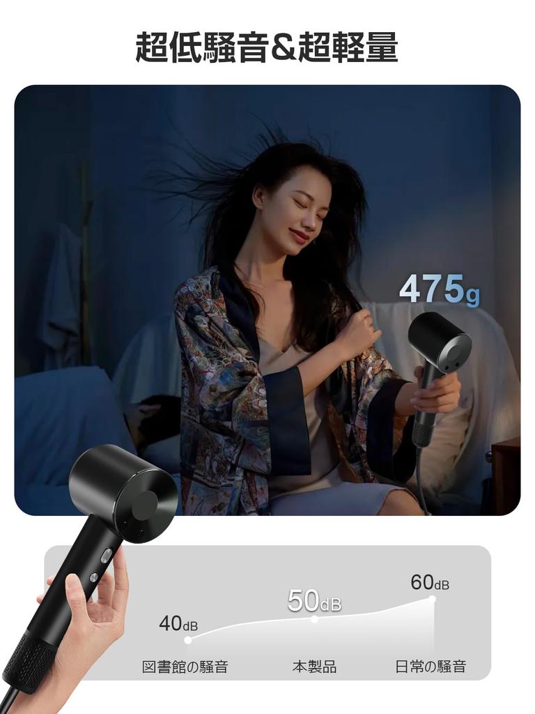 Mini Hair Dryer Wind 20 Seconds for Fast 200 Million Ions for Improved Hair AI Smart Temperature Fast Drying Times Faster Than Conventional Hair High