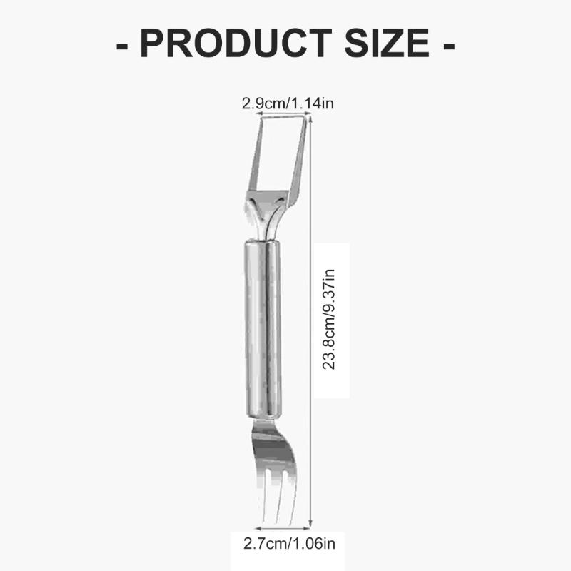 Pack of 2 Stainless Steel Duals Head Fruit Tool Efficient Watermelon Cutting Fork Ergonomic Quick Cleaning Device