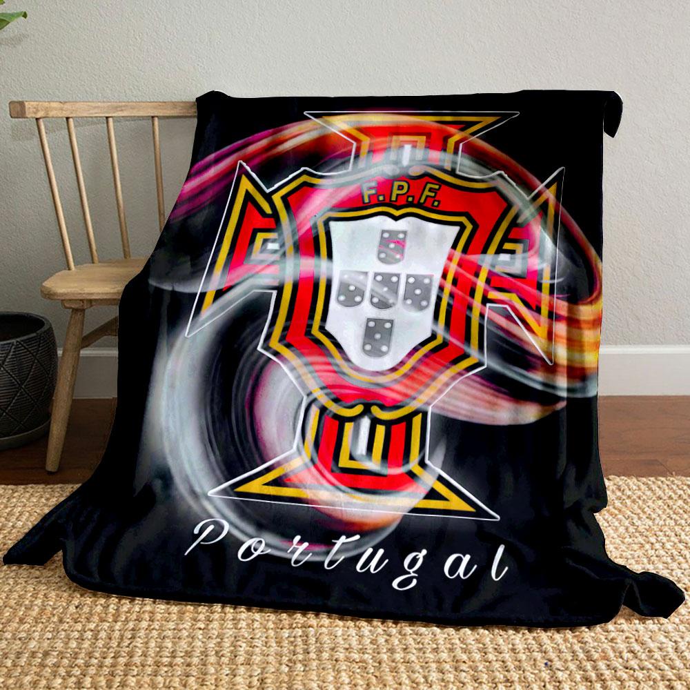 A Stylized Portuguese Football Emblem with Dynamic Swirls and Bold Colors. for All Seasons Blanket Lunch Break Throw Gift