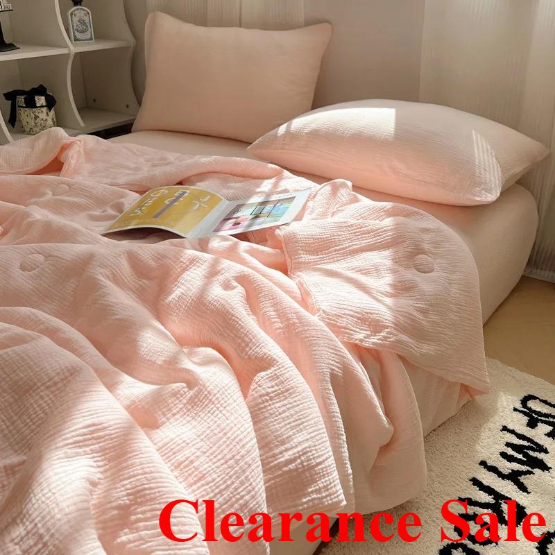 New class A double-layer yarn Xia Liang quilt four-piece summer single dormitory thin quilt summer air conditioner quilt