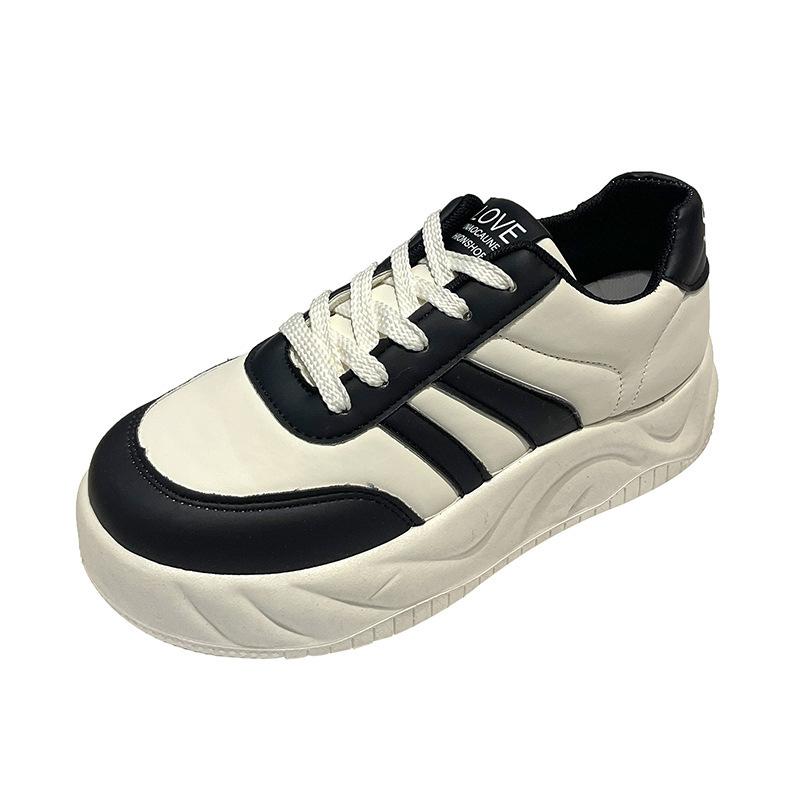 Spring New Thick Bottom Breathable Versatile Student Casual Sports Flat Sneakers Women's White Shoes